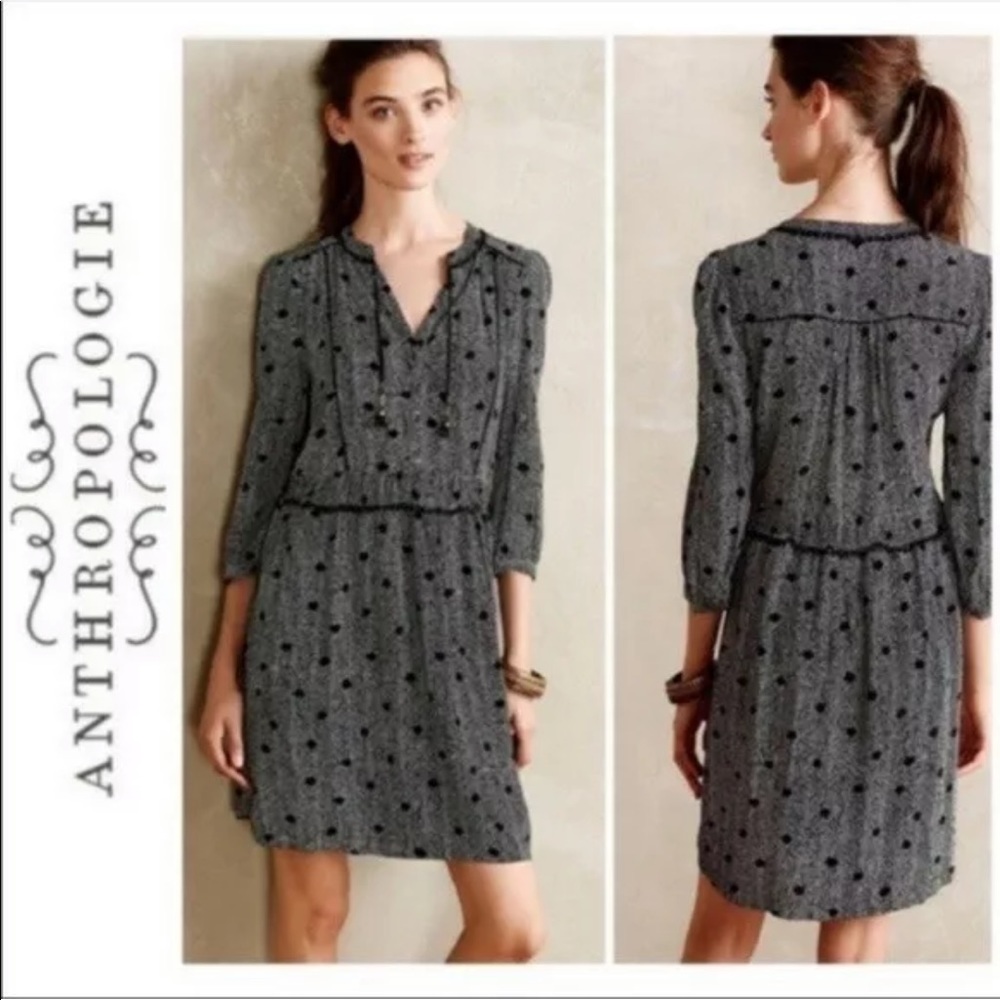 Maeve Black and Gray Midi Dress